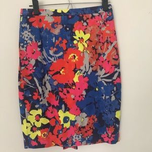 Neon floral pencil skirt